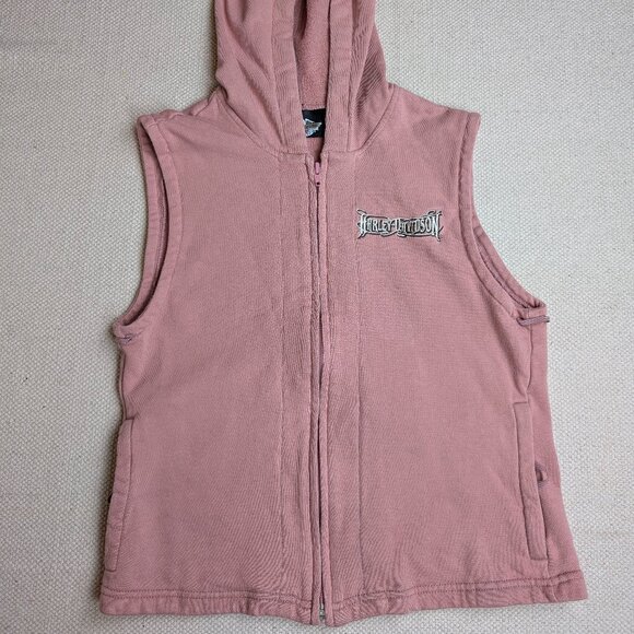 Harley-Davidson Women's Small Sleeveless Hoodie Jacket Liner Rose Pink - Picture 1 of 10